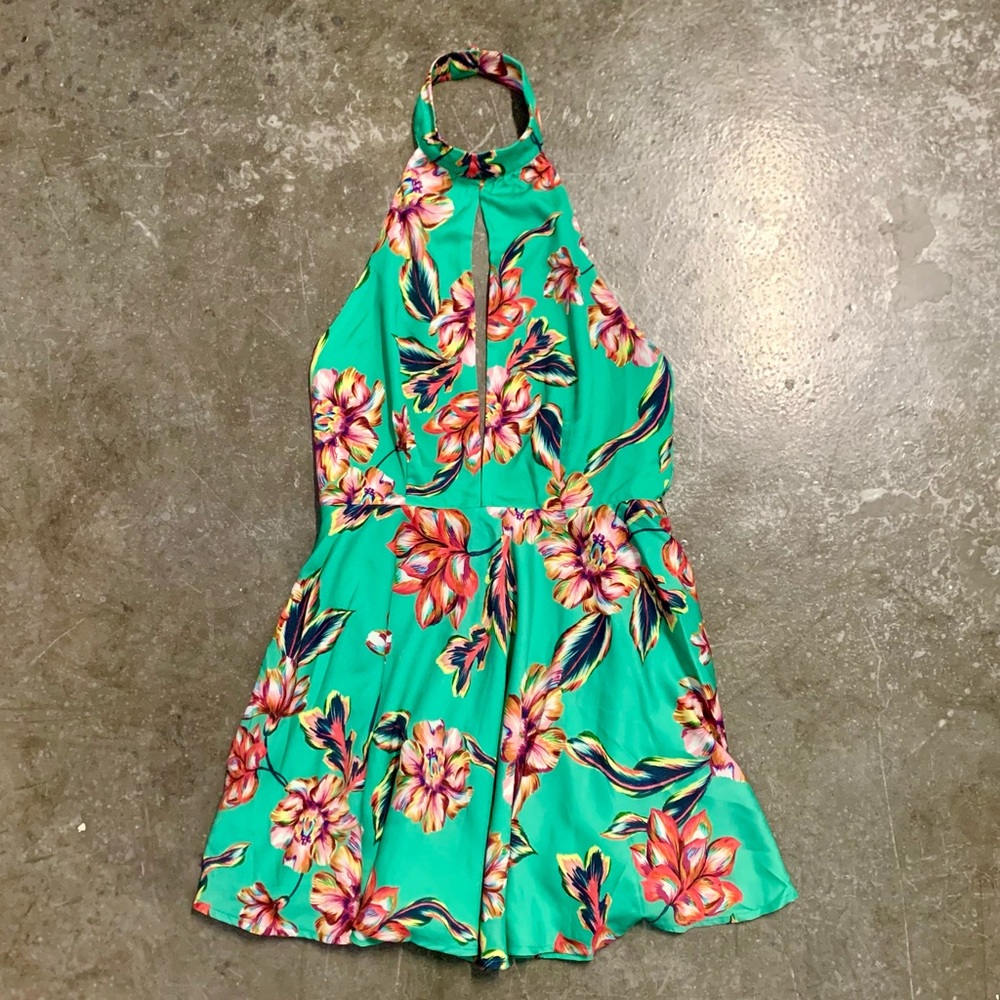 Green Floral Romper Dress